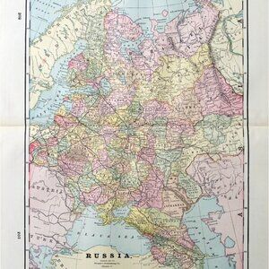 1895 Russia Map Victorian Europe Geography History Western Asia DWYY10D